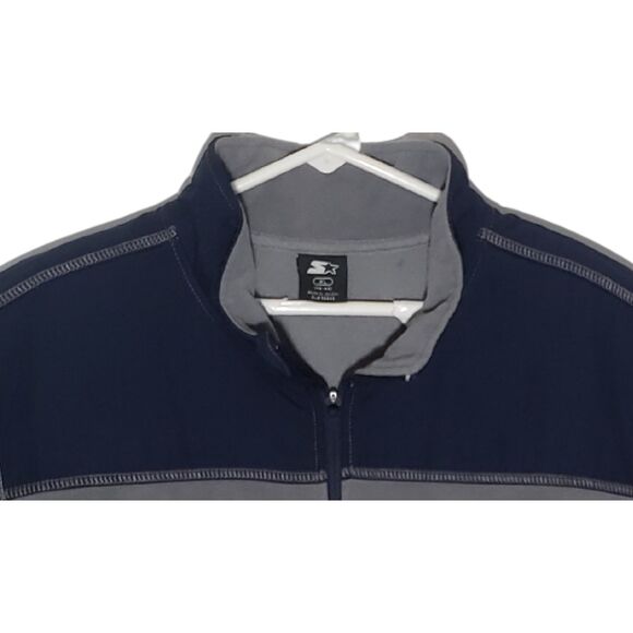 Vintage Starter Fleece Y2K Men's XL Grey Blue Polyester Sleeve Pocket Half Zip - Picture 3 of 3